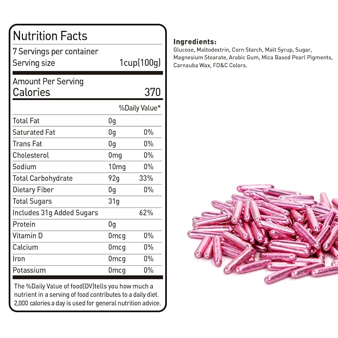 Rose Gold Rods Sprinkles, Edible Pearl Sprinkles for Cupcake Decorating, Donut, Cake Decorations, Wedding Party Valentines Easter Supplies, 120g/4.23oz