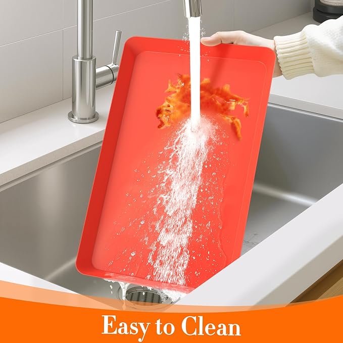 WOWBOX 4 pcs Serving Tray for Entertaining, Serving Platters for Snacks, Fruit, Cookies, Dessert, Reusable Plastic Trays for Serving Food and Pantry Organization in Kitchen & for Parties, (Red)