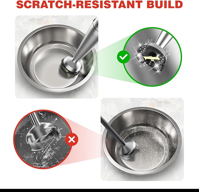 1100W Corded Hand Blender – 6-in-1 Stick Blender – Variable Speed Immersion Blender with Titanium Blades – Corded Blender with Whisk Chopper Frother Storage Holder & Silicone Cover