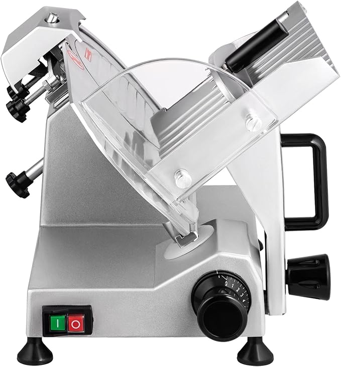 VEVOR Commercial Meat Slicer, 200W Electric Deli Food Slicer, 0-12mm Adjustable Thickness Electric Meat Slicer, 1200RPM Meat Slicer with 8.7'' Chromium-plated Steel Blade for Home & Commercial Use