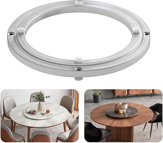 Pisman Aluminium Alloy Turntable Bearing, Heavy Duty Lazy Susan Rotating Bearing Turntable,Smooth Swivel Plate Hardware for Round Dining Table,DIY. Silent Rotating Base Only(10inch)