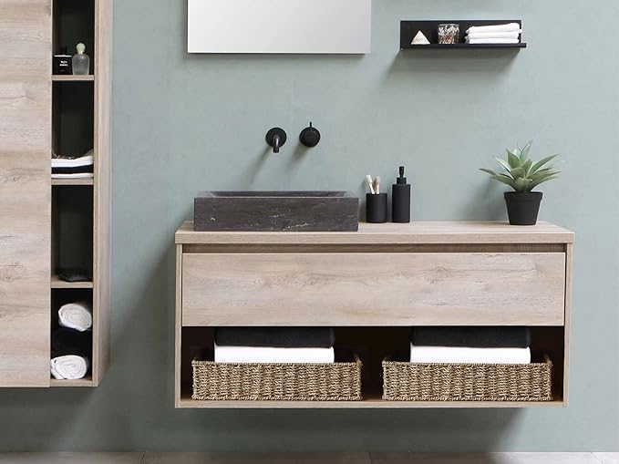 StorageWorks Large Seagrass Tray for Bathroom, Seagrass Storage Baskets for Shelves, Handwoven Natural Wicker Baskets for Organizing, 2-Pack