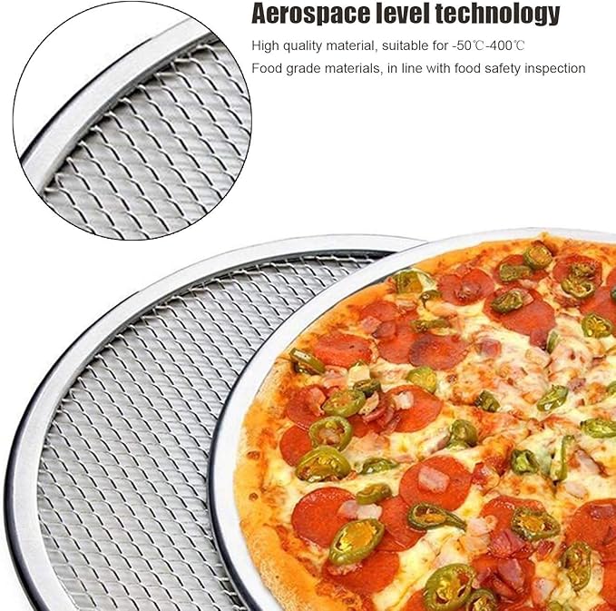 Pizza Screen, 3PCS Aluminum Alloy Seamless Pizza Screen Non Stick Mesh Net Baking Tray Cookware Kitchen Tool For Oven, BBQ 10 inch and 12 inch,14 inch