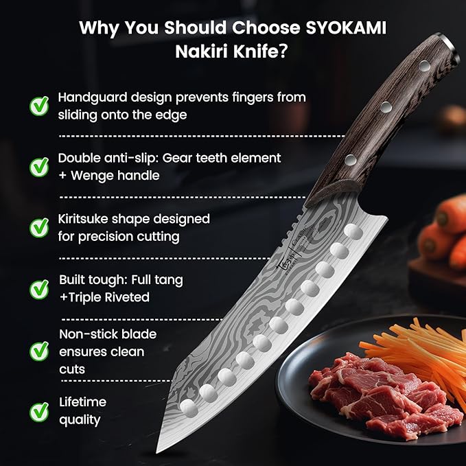 Kiritsuke knife, 8.2 Inch Chef Knife, Japanese Style High Carbon Steel, Razor Sharp for Precision Cutting, Damascus Pattern, Ergonomic Full Tang Wood Handle, Birthday Wedding Cooking Gifts