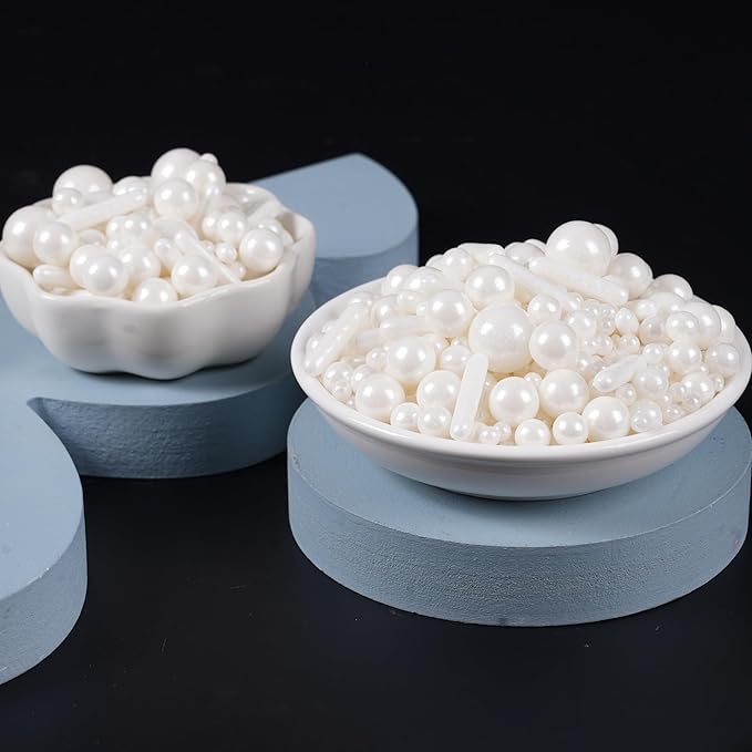 Kasvan White Mix Sugar Sprinkles - Edible Candy Pearls with 4-Claw Sprinkle Pen,118g/4.16 Oz, Gift Box Pack, Baking Cake Decorations, Ice Cream Toppings and Cookie Decorating, Wedding Party Chirstmas Supplies