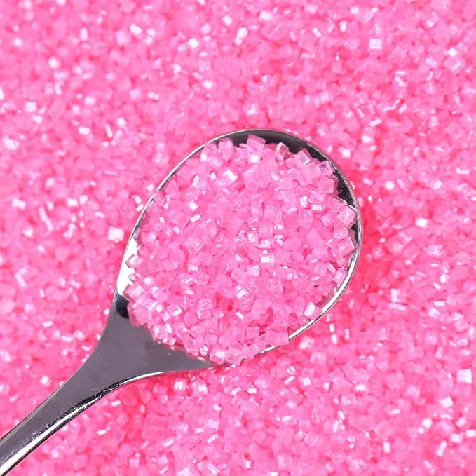 Sanding Sugar Pink Edible Sugar Sprinkles Sanding Sugar for Cake Decorating, Sparkling Edible Crystal Candy White Pearl Sugar for Wedding Party Baking Cupcake Cookie Ice Cream Decoration Supplies - 5.3 oz