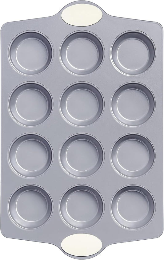 Ceramic Muffin Pan,12-Cup Nonstick Aluminized Steel Cupcake Pans, Healthy Non-Toxic Ceramic Coating Muffin Tin, 1 Pack Cup Cake Pans for Baking Cream