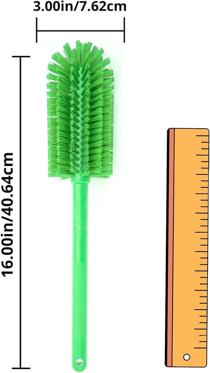 SPARTA Scrub Brush Bottle Brush, Dishwasher Safe Brush with Hanging Hole for Cleaning, Plastic, 16 Inches, Lime