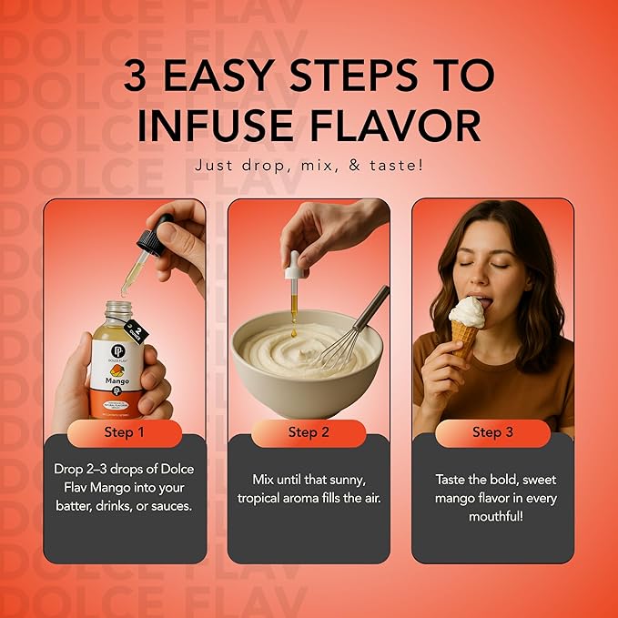 Dolce Foglia Mango Extract - 2 Ounce Water-Soluble Multipurpose Flavoring Ideal for Baked Goods, Beverages, Coffee, Desserts & Ice Cream - Mango Essence Perfect for Weight Management