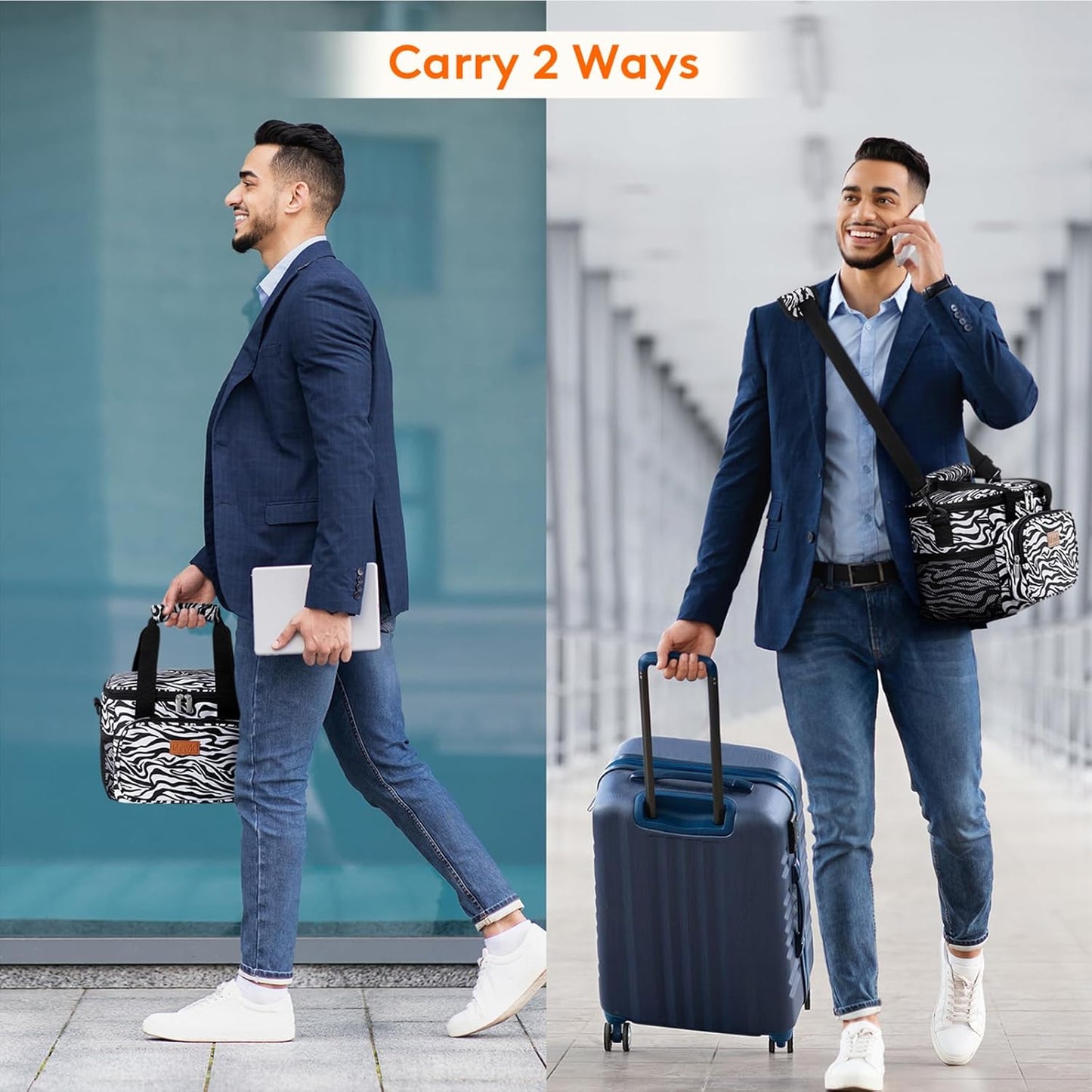 Lifewit Medium Lunch Bag Insulated Lunch Box Soft Cooler Cooling Tote for Adult Men Women, Zebra Stripes 12-Can (9L)