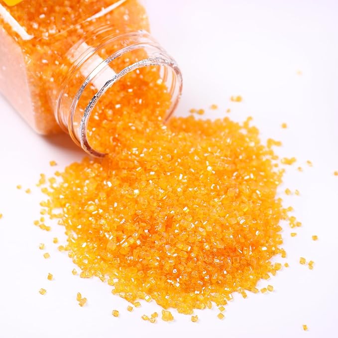 Orange Sanding Sugar for Baking Edible Sparkling Sprinkles Coarse Sugar Crystals for Easter Cake Decoration Cookie Cupcake Topper Ice Cream Topping Supplies 150g/5.3oz