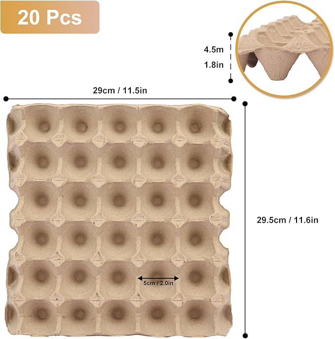 20 Flats 30-Cell Egg Crate?Holds 30 Eggs?, Cardboard Egg Cartons, Sturdy and Stackable Egg Flats, Perfect Egg Crates for Fresh Eggs, Chicken Farm, by IHDYPPEW