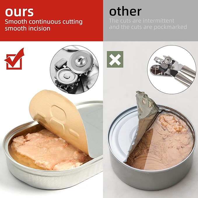 Multi-function Manual Can Opener Bottle Opener, Oversized Hand-held Easy Rotary Knob, Safe Cut Can Opener with Non-Slip Handle, Smoother Cut Sharp Blade for Seniors Kitchen Tool, Red