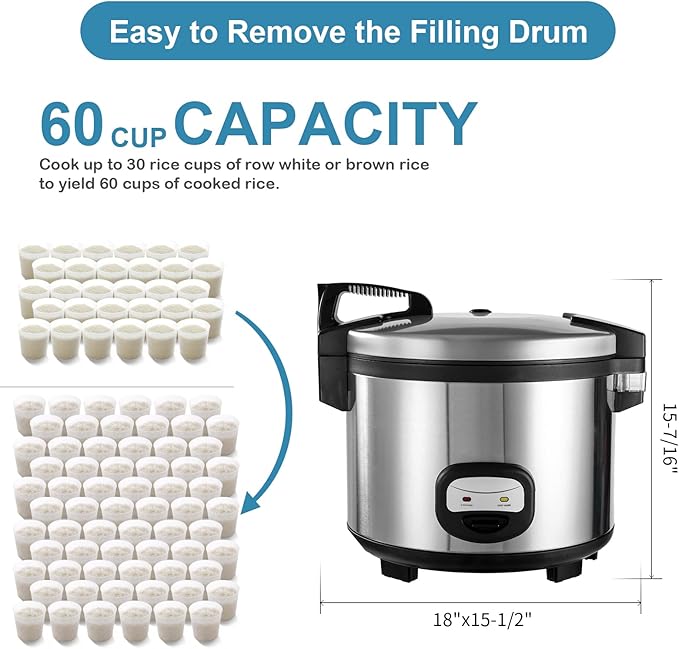 YBSVO 60-Cup (Cooked) Commercial Rice Cooker and Warmer