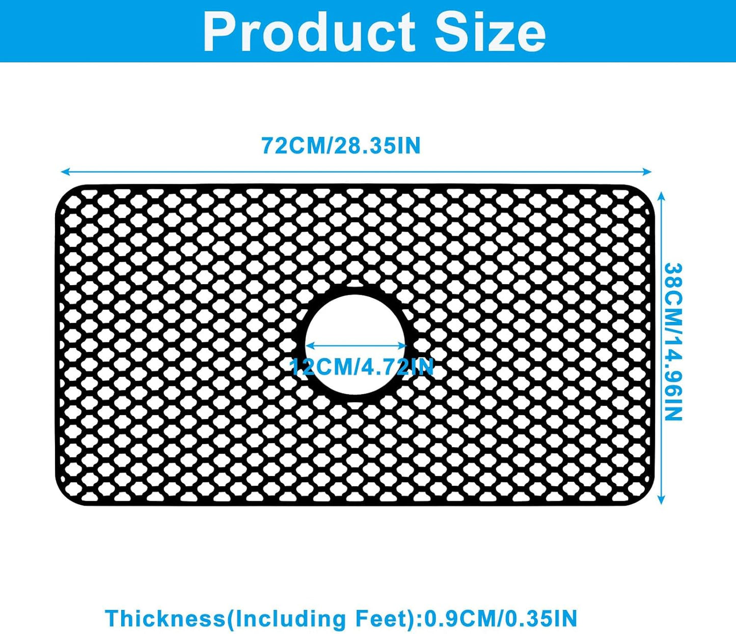 1 Pack Silicone Sink Protectors, Non-Slip Kitchen Mats Heat Resistant Sink Mat, 28'x 15 inches for Kitchen Farmhouse Stainless Steel Porcelain Bottom