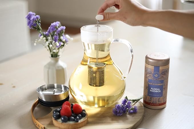 Teabloom Elegant Stainless Steel Loose Leaf Tea Infuser – Tea Connoisseur's Choice for White, Green, Oolong, Black, and Herbal Teas – Geometric Blossom Design – Large Size