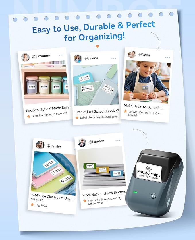 NIIMBOT B1 Label Maker Machine with Tape, Thermal Label Printer Easy to Use for Office, Home, Business, 2 Inch Label Maker with 2'' x1.18'' Labels-230pcs/Roll