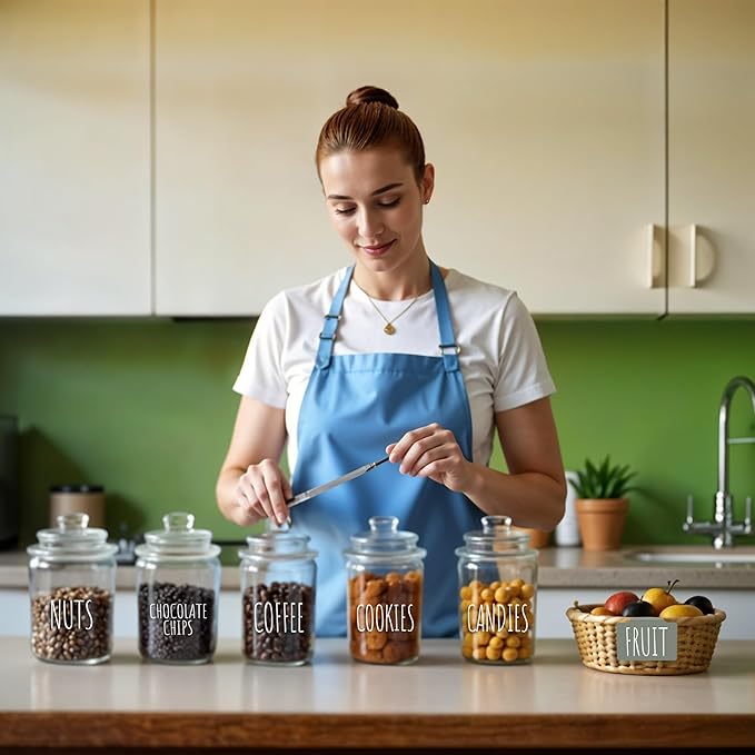 Hygge & Sage Pantry Labels for Containers Preprinted - 180 Waterproof Labels, Durable, Removable Kitchen Stickers, Clear with White Print. Perfect for use on Basket Labels, Pantry, and Refrigerator.