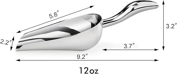 New Star Foodservice 1028515 Stainless Steel Bar Ice Flour Utility Scoop, 12-Ounce