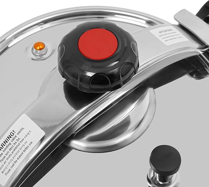11.6 Quart Pressure Cooker Stainless Steel Pressure Canner, Large Capacity, Commercial Pressure Cooker Clamp On Type, Single Valves for Family or Commercial Use