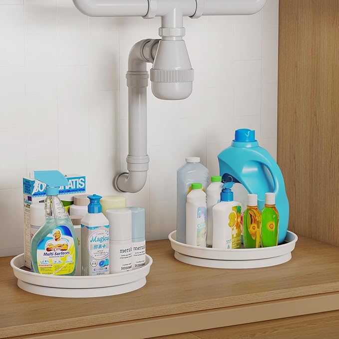 LAMU 1 Pack Lazy Susan Organizer, 10'' Lazy Susan Turntable for Cabinet, Table Top, Pantry, Refrigerator, Kitchen, Rustic Brown