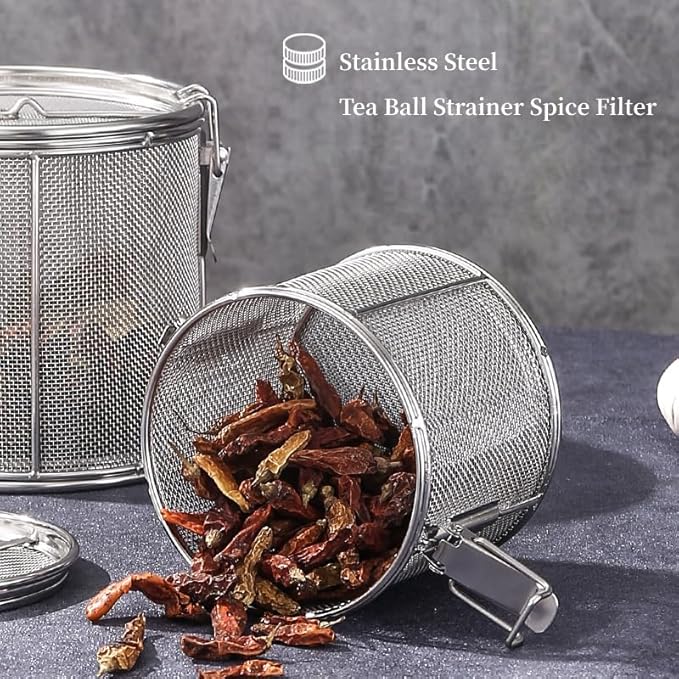 AUNMAS Tea Infuser for Loose Leaf Tea, Stainless Steel Tea Strainer Soup Seasonings Seperation Basket Filter with Chain(2#)