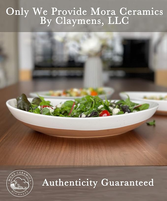 Mora Ceramic Large Serving Bowls- Set of 2 Oval Platters for Entertaining. Modern Kitchen Dishes for Dinner, Fruit, Salad, Turkey, etc. Oven, Dishwasher Safe, 110/80 oz, 16" / 14.6" - Vanilla White