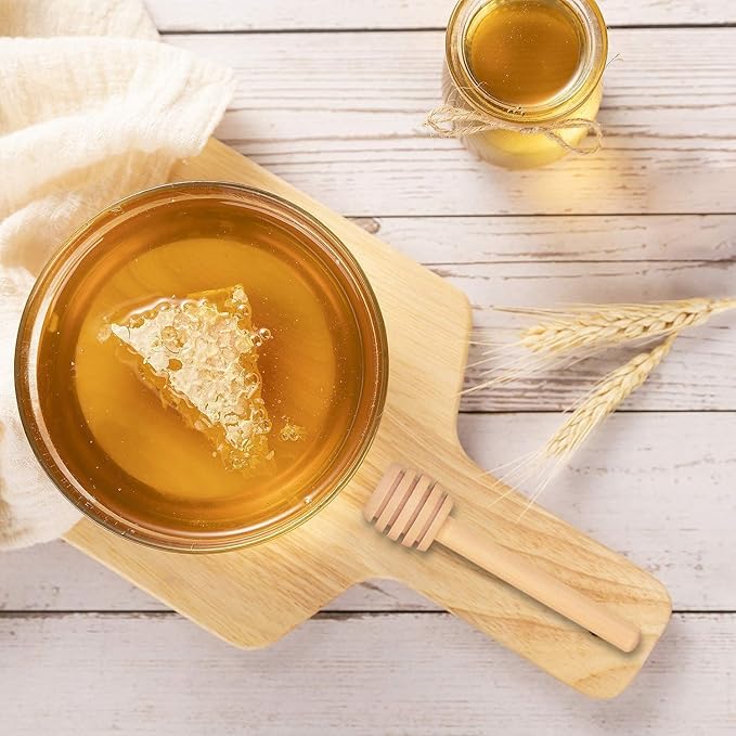 24 Pack Mini Wooden Honey Dipper Sticks, Honey Dippers 3 inch with Individually Wrapped Server for Honey Jar Dispense Drizzle Honey and Wedding Party Favors