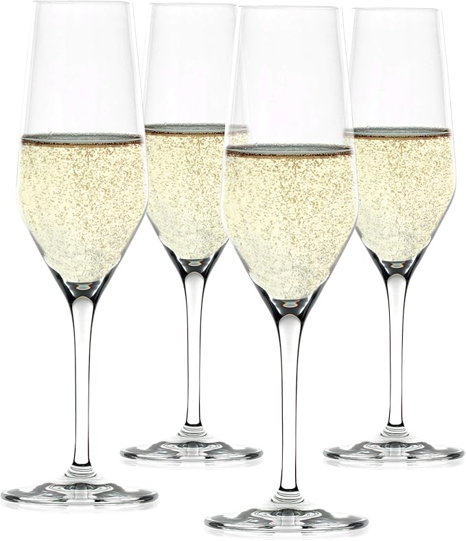 Spiegelau Style Champagne Wine Glasses Set of 4 - European-Made Crystal, Classic Stemmed, Dishwasher Safe, Professional Quality Wine Glass Gift Set - 8.5 oz