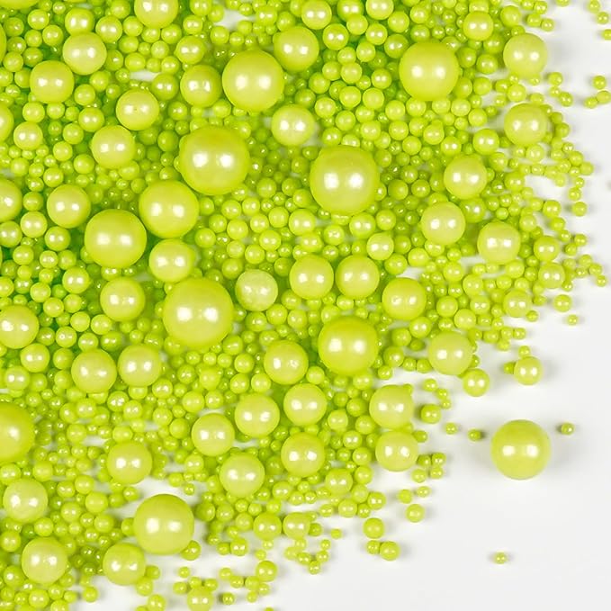 Christmas Green Pearl Sprinkles, Edible Candy Sugar Pearls, 150g/5.29oz, Mix Size, Cake Decorations & Cupcake Toppers, Wedding Party, Easter, Valentine's Day, Christmas Supplies