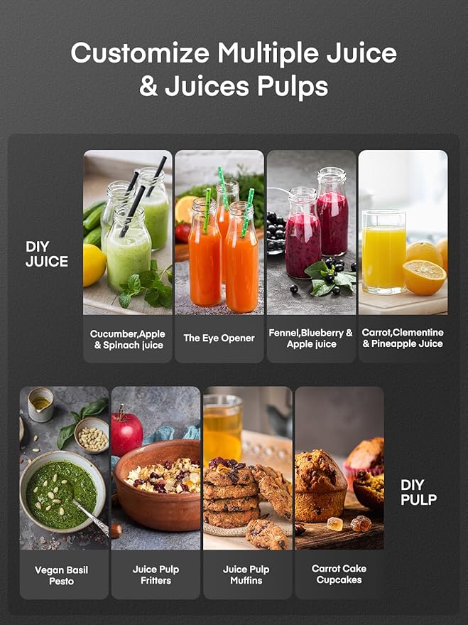 Juicer Machines, Juilist 3" Wide Mouth Juicer Extractor Max Power 800W, for Vegetable and Fruit with 3-Speed Setting, 400W Motor, Easy to Clean, Bright Red