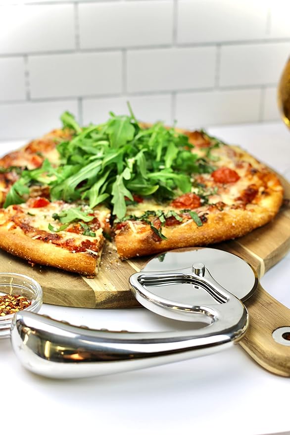 Pizza Cutter Wheel by Midnight Slice - Stainless Steel Food Slicer for Pizzas and more with Ergonomic Handle and Sharp Cutting Surface for Clean Cuts