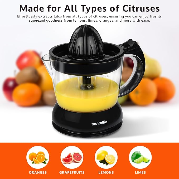 Electric Citrus Juicer, Compact Space-Saving Orange Juicer, 24oz | Adjustable Pulp Control, for Oranges, Grapefruits, Lemons and Limes