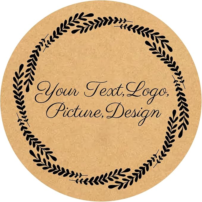 Custom Stickers Kraft Paper Labels Personalized Withe Text, Business Logo Customized Food Jars Labels Bakery Label Sticker Package Favor Canning Circle 100pcs (Style 8)