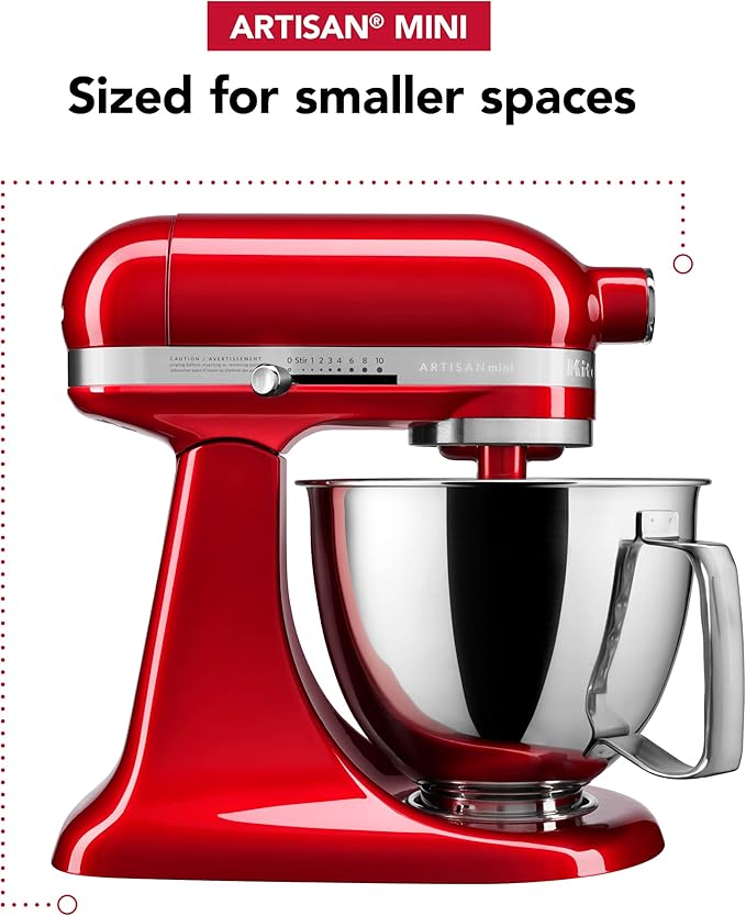 KitchenAid Artisan Mini 3.5 Quart Tilt-Head Stand Mixer - KSM3316X - Candy Apple Red