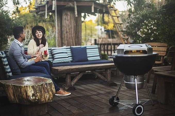 Onlyfire Stainless Steel Pizza Oven Kit for 22 Inch Charcoal Kettle Grilll - Outdoor Grill Top Pizza Oven Kit, Pizza Maker Tool Set Including Pizza Chamber, Pizza Stone, Pizza Peel and Thermometer