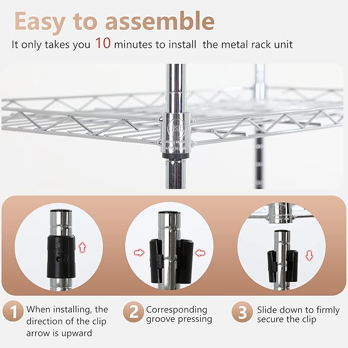 FDW 6 Tier Wire Shelving Units 23L x 13W x 59H Adjustable Metal Storage Rack NSF Pantry Shelves Kitchen Organization Shelf for Kitchen Garage Small Places Commercial,Chrome