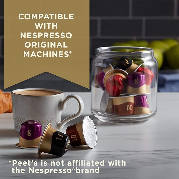 Peet's Coffee, Dark and Medium Roast Signature Blend Espresso Capsules, Compatible with Nespresso Original Machines - Variety Pack 40 Count (4 Boxes of 10 Espresso Capsules)
