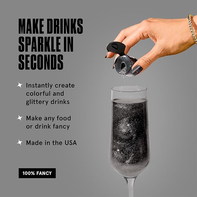 Fancy Sprinkles Halloween Onyx Black Premium Edible Glitter, 100% Edible Glitter for Sparkling Food & Drinks No Taste or Texture (4gm)