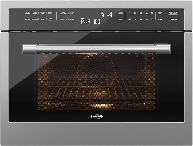 KoolMore 24 Inch Built-in Convection Oven and Microwave Combination with Broil, Soft Close Door, 1000 Watt Power, Stainless Steel Finish, Touch Control LCD Display (KM-CWO24-SS)