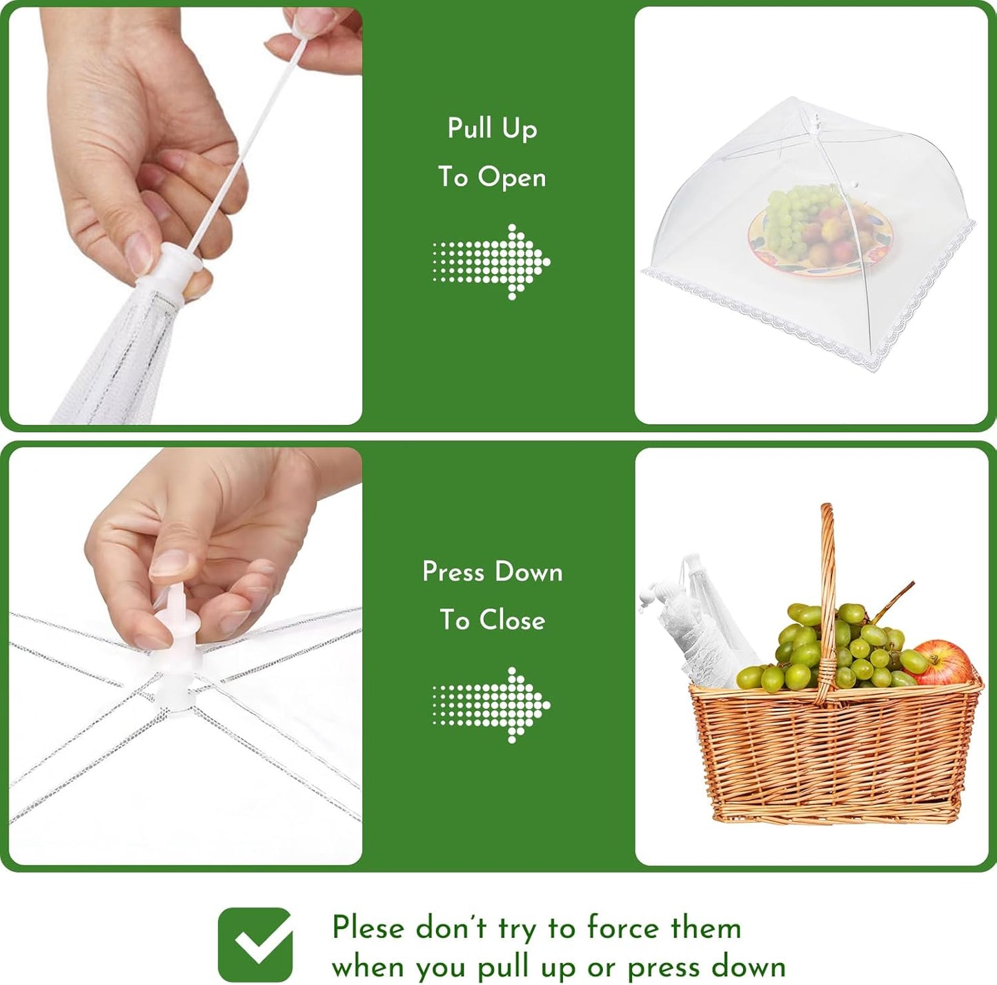 Mesh Food Covers for Outside - 8 Pack Upgraded 2 Extra Large 40x24 in & 6 Large 17x17 in Food Tent Food Cover Outdoors Party Collapsible Picnic Nets Umbrella Mesh Screen Pop Up Food Dome (White)