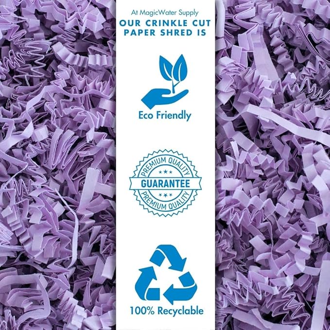 MagicWater Crinkle Cut Paper for Gift Baskets - 2LB - Lavender - Perfect for Shredded Paper Filler, Basket Filler, Gift Boxes, Bridesmaid Gifts, Halloween Stuffers & More – Ideal for All Occasions