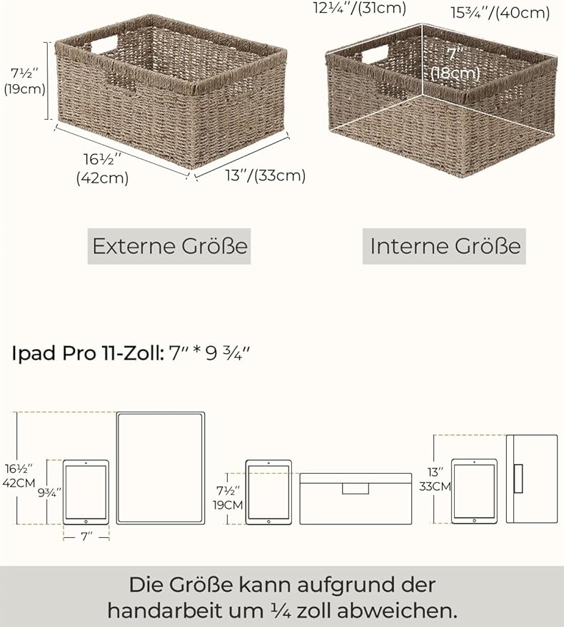 StorageWorks Extra Large Wicker Baskets for Organizing, Seagrass Storage Basket with Built-in Handles, 1 Pack
