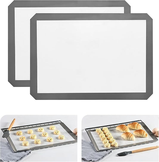 KitchenRaku 2-Pack Silicone Baking Mat, 16.5"x11.6" Reusable Silicone Baking Sheets for Oven, BPA Free Nonstick Bakeware Mats for Cookies, Macarons, Bread and Pastry