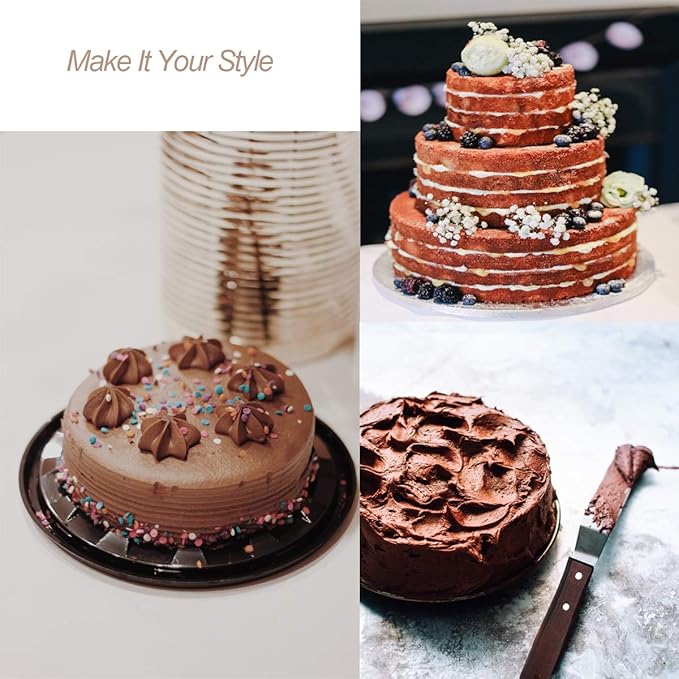 4 PCS Cake Decorating Icing Spatula set with 4, 6, 8 & 10 Inch Stainless Steel Blade, Wood Handle Frosting Spatulas and Cake Stripping Tool