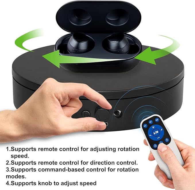 Motorized Rotating Display Stand with Remote, 5.91in 360 Electric Turntable for Display,Photography,3D Scanner Models, Motorized Lazy Susan and Photography Turntable Control Angle/Speed,Step/Swing/Continuous Rotation