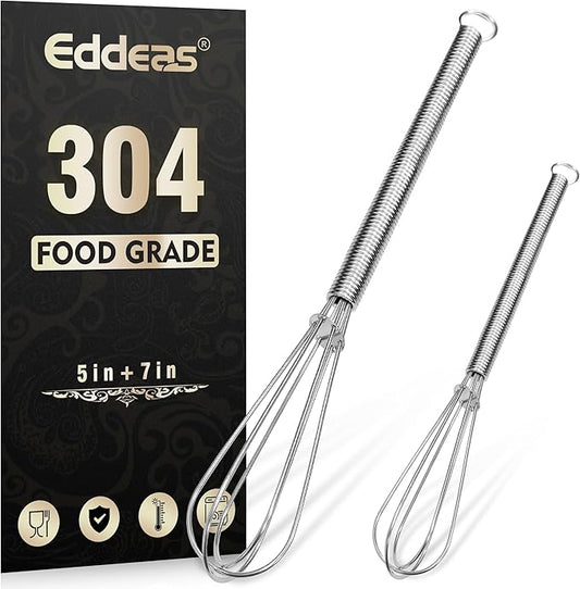 Mini whisk, Small Whisk 2 Pieces, 5in and 7in 304 Stainless steel Wire Whisk for Whisking, Beating, Mixing Sauces, Blending Ingredients