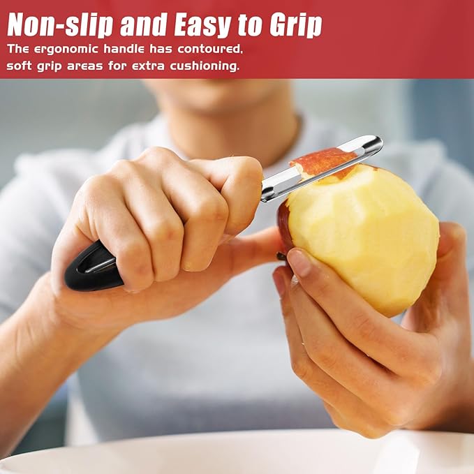 Professional #1071 Vegetable Peeler, Stainless Steel Fruit Potato Peeler, Swivel Vegetable Peeler with Easy Grip Ergonomic Handle & Ultra Sharp Stainless Steel Blades, 7 1/4 Inch Black