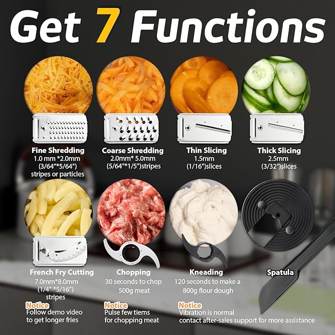 14-Cup French-Fry-Cutter Large Food-Processors - Large Feed Chute, Grey Color, Cheese Shredding, Meat Chopping, Shredding and Slicing, Mixing and Doughing, for Home Use