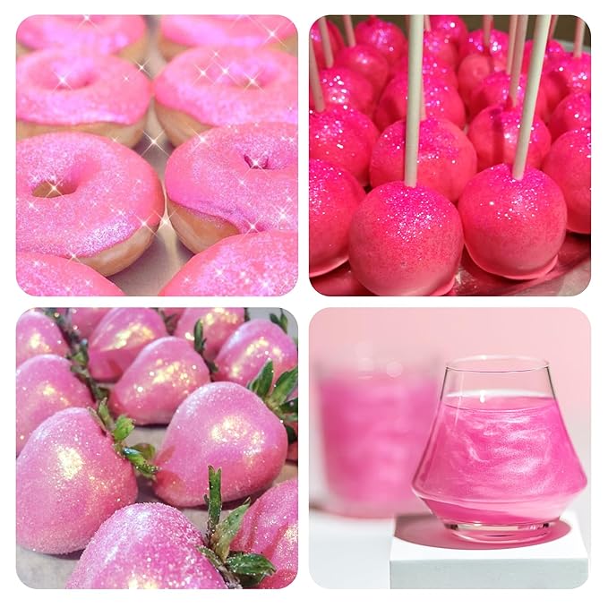 Pink Edible Glitter Spray - 10g Edible Pink Glitter for Cakes Food Grade Shimmer Powder Cake Sprinkles for Cookie Decorating Chocolate Strawberry